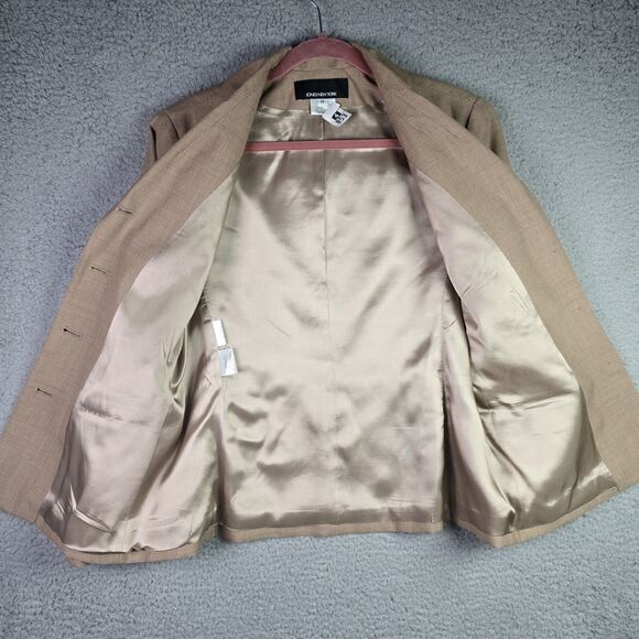 VTG Jones New York Womens Blazer 12 Beige Wool Blend Checkerboard Classic - Picture 11 of 16